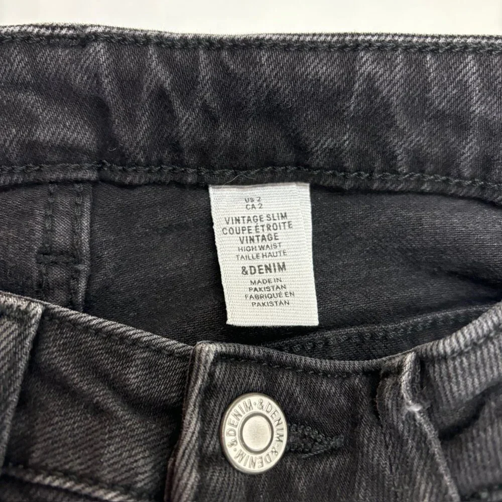 &Denim H&M Vintage High Waist Slim Women's size 2 Black Denim‎ Jeans